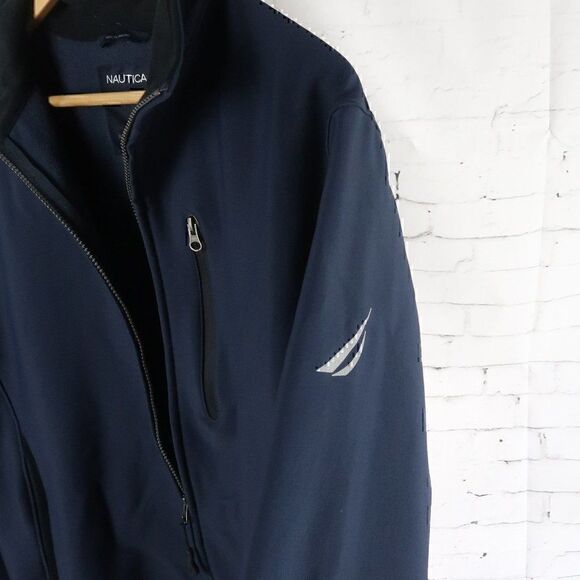 NAUTICA BLUE DOUBLE ZIP FLEECE LINED WINDBREAKER JACKET SIZE SMALL - Picture 10 of 12